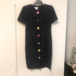 Women’s Vintage Peri Petite black and white polka dots dress.Made in USA